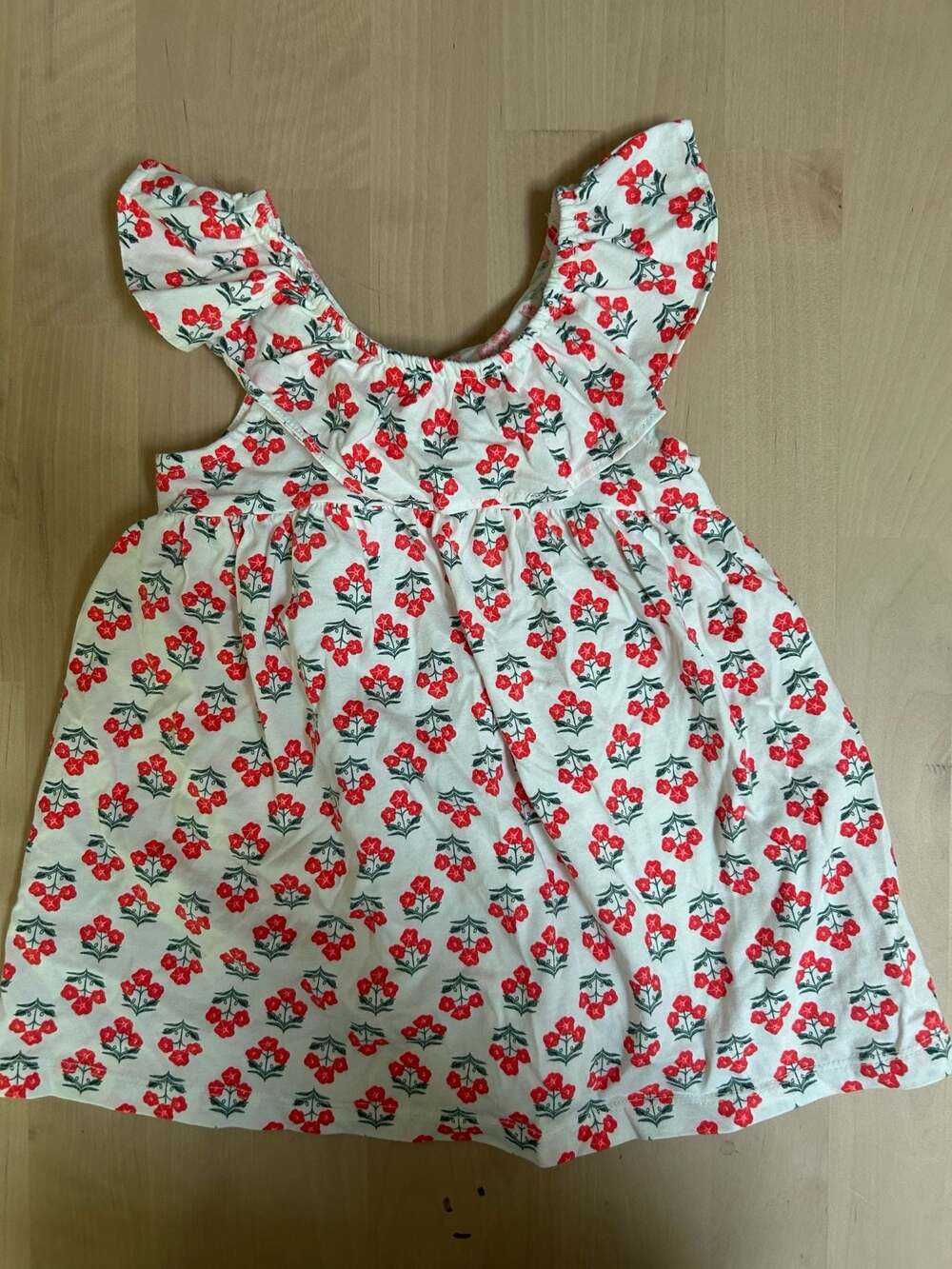 Tea Collection Baby Girls Flutter Sleeve Dress with Floral Cherry Print